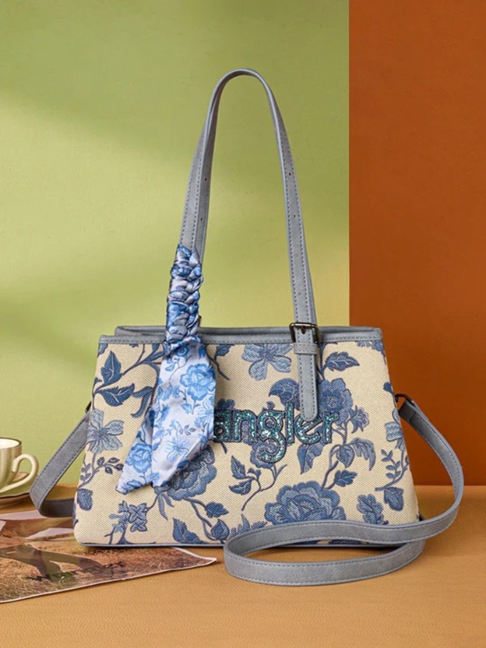 WRANGLER VINTAGE FLORAL PRINT CANVAS SHOULDER BAG JEAN